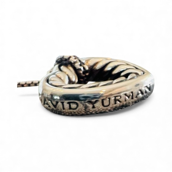 Authentic David Yurman Chain Cable Heart Pendant 925 Sterling Pre-owed Necklace - Picture 3 of 6